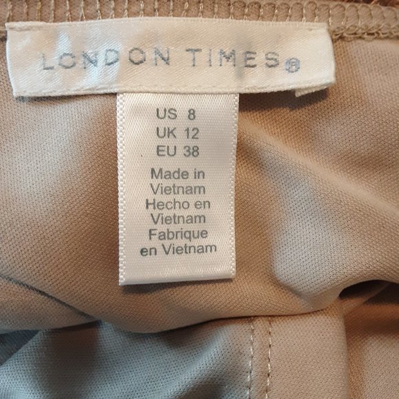 LONDON TIMES Tan Lace Overlay Midi Dress - Picture 10 of 10